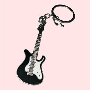 Black and White Guitar Keychain